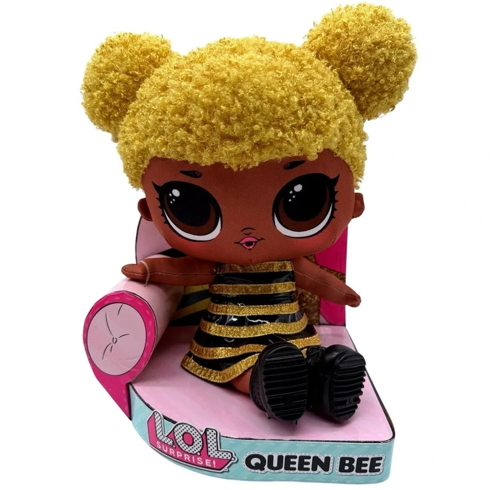 LOL Surprise Queen Bee Huggable Plush BFF Doll Gold Striped Dress New